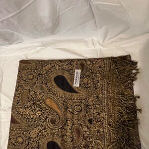Pashmina Gold and Brown Paisley Scarf